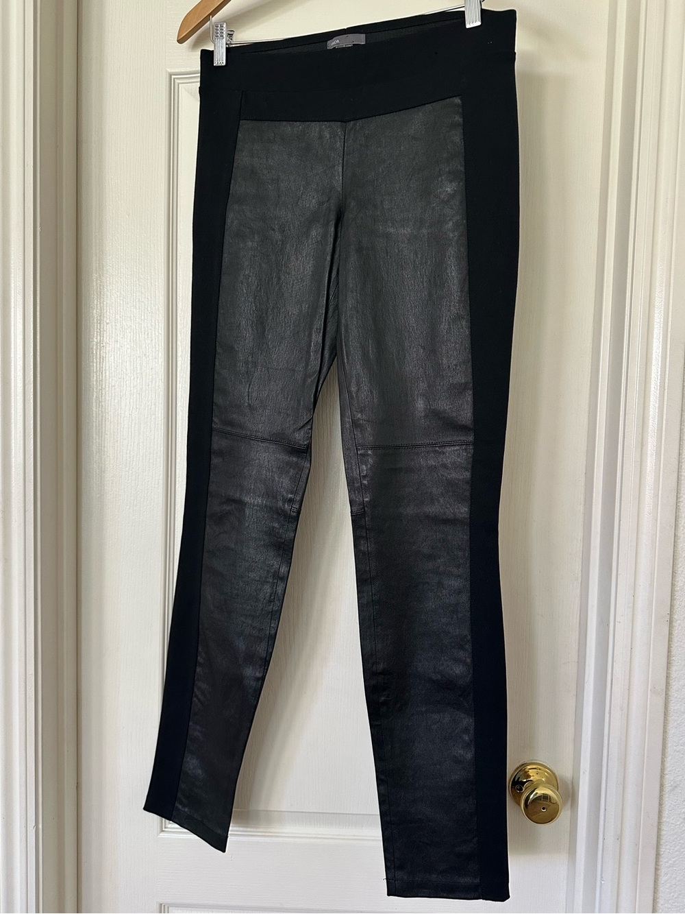 VINCE Black soft Buttery Leather Tuxedo Leggings - SZ6